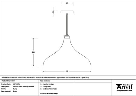 Smooth Brass Frankley Pendant in Tump | 49722STU - Image 7