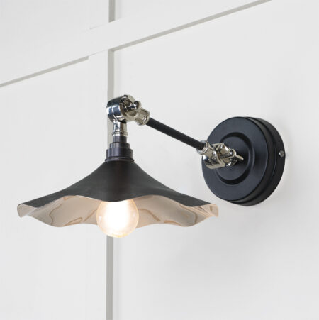 Smooth Nickel Flora Wall Light in Elan Black | 49724SEB