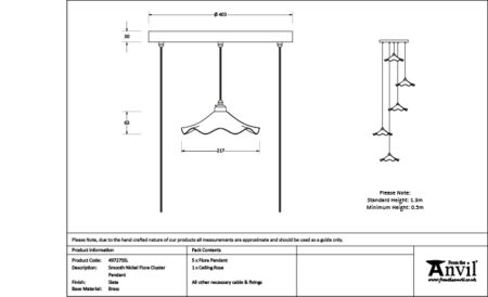 Smooth Nickel Flora Cluster Pendant in Slate | 49727SSL - Image 5