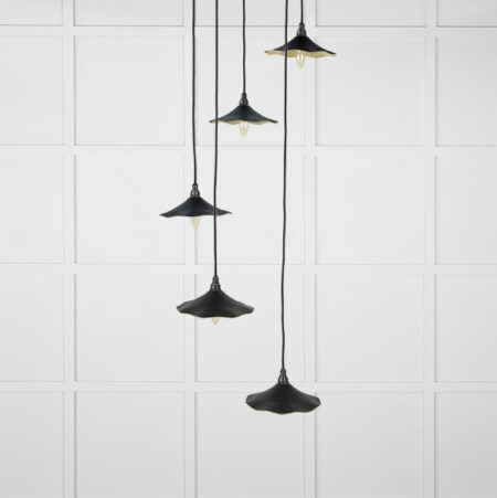 From the Anvil Smooth Brass Flora Cluster Pendant in Elan Black - Image 2