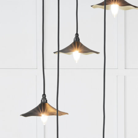 From the Anvil Smooth Brass Flora Cluster Pendant in Elan Black - Image 3