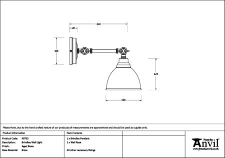Aged Brass Brindley Wall Light | 49733 - Image 6