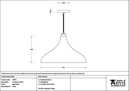 Aged Brass Frankley Pendant | 49734 - Image 7