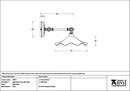 Aged Brass Flora Wall Light | 49735 - Image 6