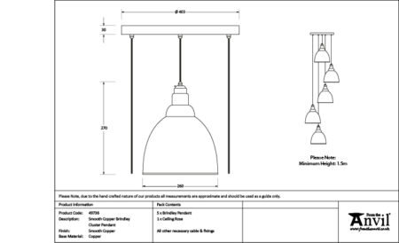 Smooth Copper Brindley Cluster Pendant | 49736 - Image 6