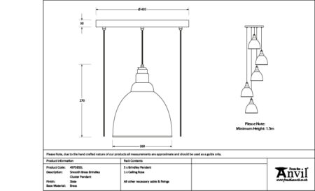 Smooth Brass Brindley Cluster Pendant in Slate | 49738SSL - Image 6