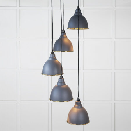 Smooth Brass Brindley Cluster Pendant in Slate | 49738SSL