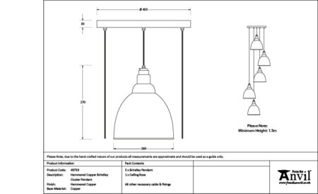 Hammered Copper Brindley Cluster Pendant | 49739 - Image 6