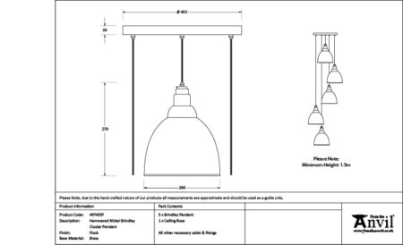 Hammered Nickel Brindley Cluster Pendant in Flock | 49740SF - Image 6