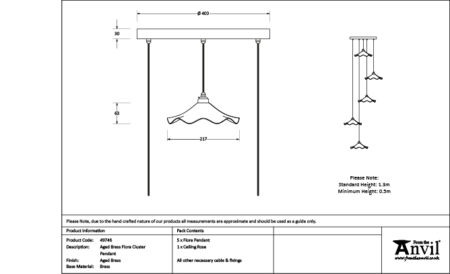Aged Brass Flora Cluster Pendant | 49746 - Image 5
