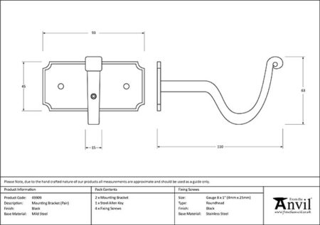 Black Mounting Bracket (pair) | 49909 - Image 3