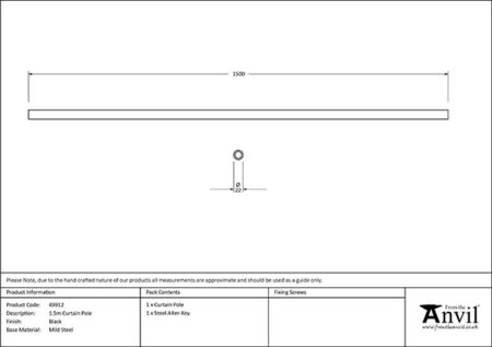 Black 1.5m Curtain Pole | 49912 - Image 2