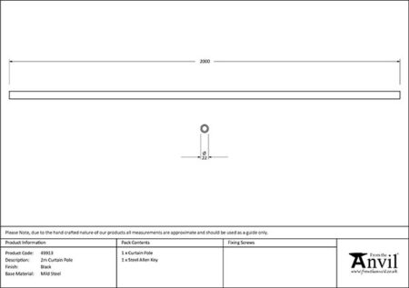 Black 2m Curtain Pole | 49913 - Image 2