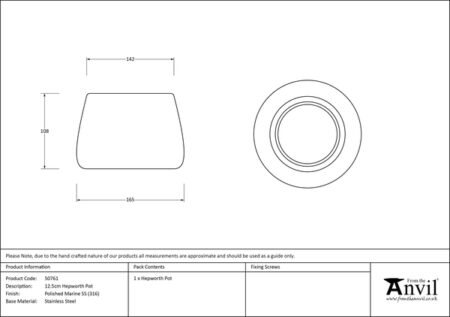 From the Anvil Polished Marine SS (316) 12.5cm Hepworth Pot - Image 6