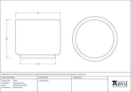 Satin Marine SS (316) 28cm Newlyn Pot | 50766 - Image 6