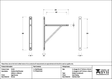 Aged Bronze Chalfont Shelf Bracket (260mm x 200mm) | 51152 - Image 3