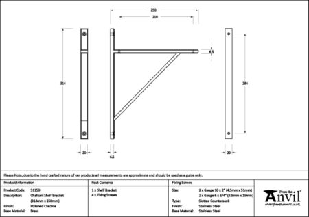 Polished Chrome Chalfont Shelf Bracket (314mm x 250mm) | 51159 - Image 3