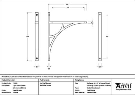 Aged Bronze Tyne Shelf Bracket (314mm x 250mm) | 51182 - Image 3
