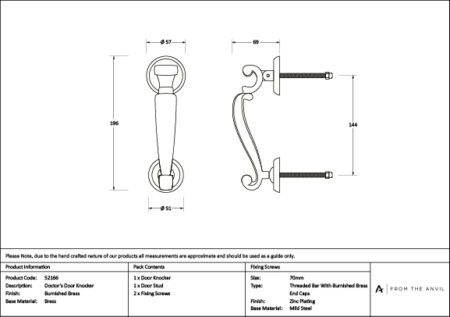Burnished Brass Doctors Door Knocker | 52166 - Image 4
