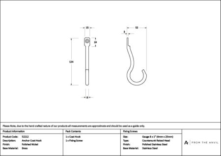 Polished Nickel Anchor Coat Hook | 52212 - Image 3