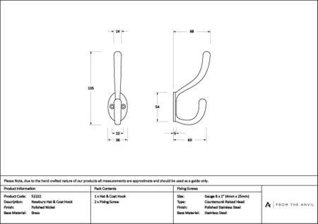 Polished Nickel Newbury Hat & Coat Hook | 52222 - Image 3