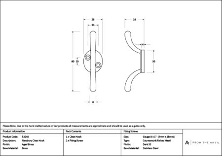 Aged Brass Newbury Cleat Hook | 52248 - Image 3