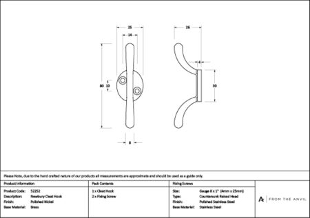 Polished Nickel Newbury Cleat Hook | 52252 - Image 3