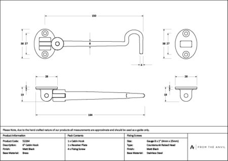Matt Black 6" Cabin Hook | 52264 - Image 3