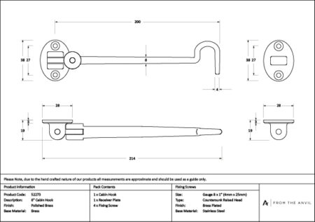 Polished Brass 8" Cabin Hook | 52273 - Image 3