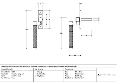 Burnished Brass Brompton Espag - LH | 52306 - Image 4