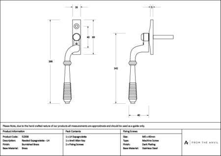 Burnished Brass Reeded Espag - LH | 52308 - Image 4