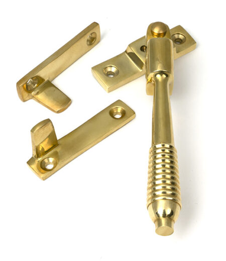 Polished Brass Night-Vent Locking Reeded Fastener | 52320