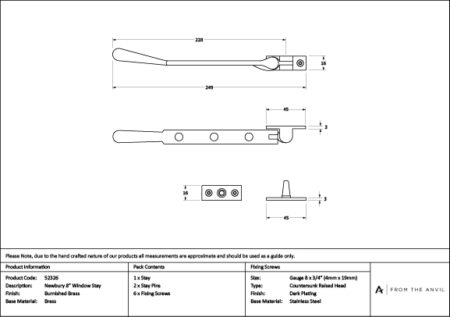 Burnished Brass 8" Newbury Stay | 52326 - Image 4