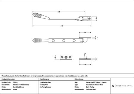 Burnished Brass 8" Reeded Stay | 52329 - Image 4