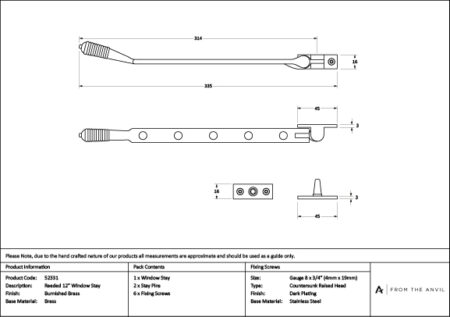 Burnished Brass 12" Reeded Stay | 52331 - Image 4