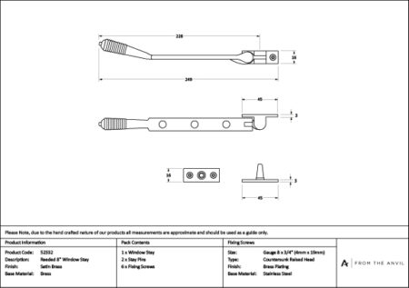 Satin Brass 8" Reeded Stay | 52332 - Image 4