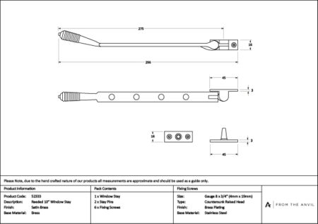 Satin Brass 10" Reeded Stay | 52333 - Image 4