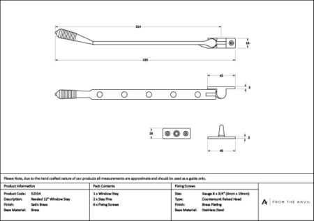Satin Brass 12" Reeded Stay | 52334 - Image 4