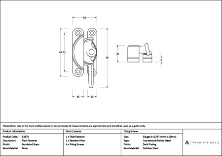 Burnished Brass Fitch Fastener | 52378 - Image 4