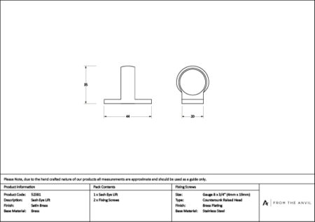 Satin Brass Sash Eye Lift | 52381 - Image 4