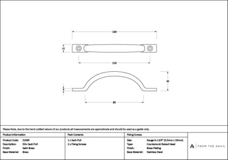Satin Brass Slim Sash Pull | 52385 - Image 3