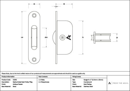 Radiused Sash Pulley 75kg - Image 3