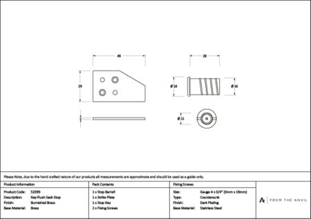 From the Anvil Burnished Brass Key-Flush Sash Stop - Image 3