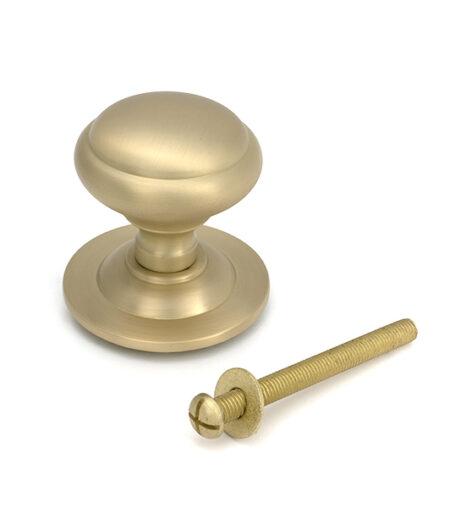 Satin Brass Round Centre Door Knob | 52405 - Image 2