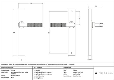 Burnished Brass Brompton Slimline Lever Espag. Latch Set | 52418 - Image 7