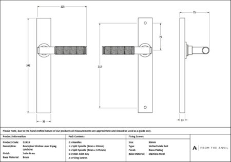 Satin Brass Brompton Slimline Lever Espag. Latch Set | 52419 - Image 7