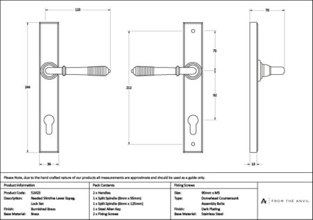 Reeded Slimline Lever Espag. Lock Set - Image 7