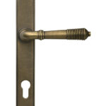 Burnished Brass Reeded Slimline Lever Espag. Lock Set | 52423