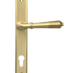 Satin Brass Reeded Slimline Lever Espag. Lock Set | 52424