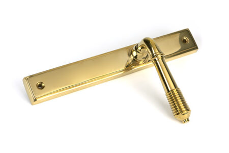 Polished Brass Reeded Slimline Lever Latch Set | 52425 - Image 3